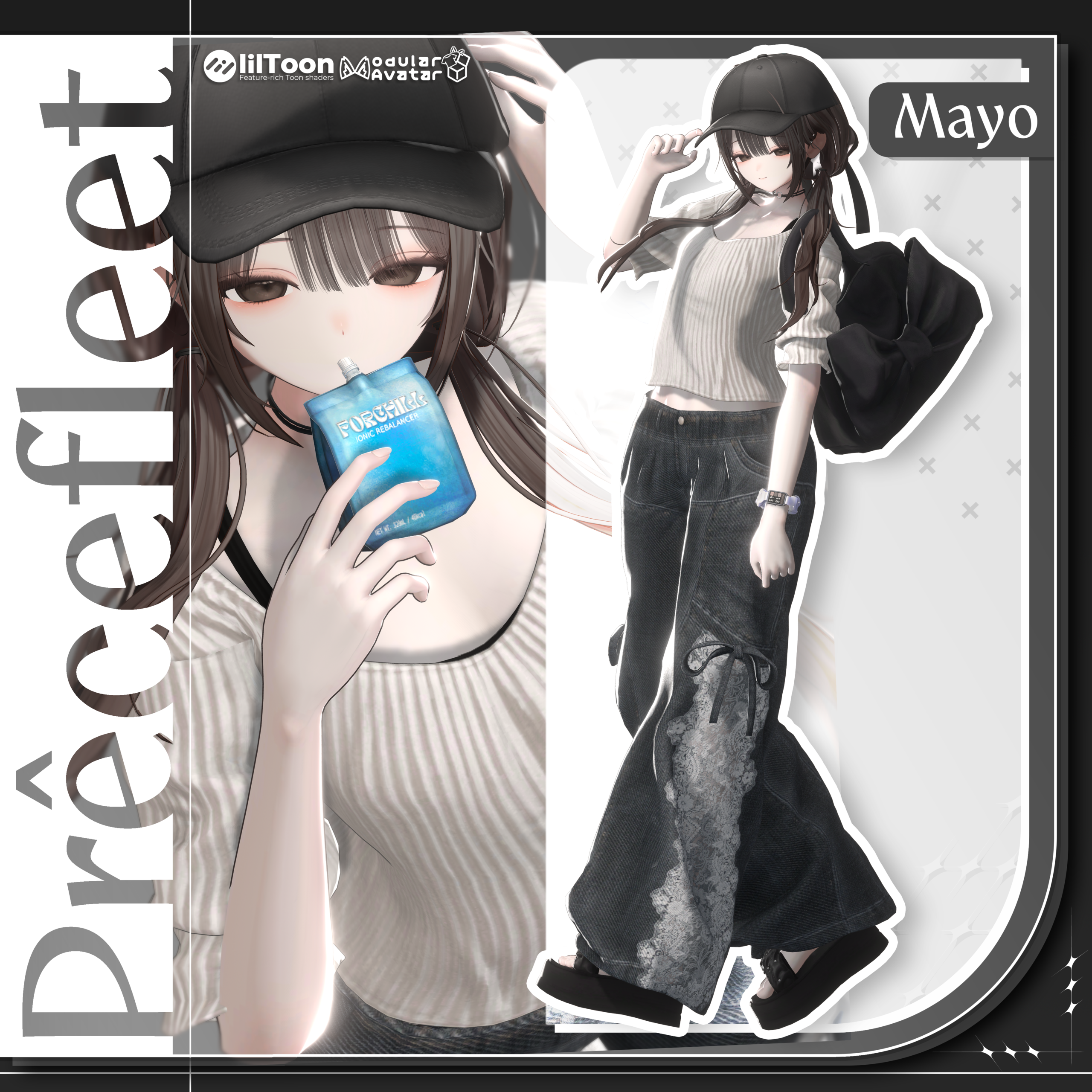 〈Prêcefleet ‐ プレセフリート〉を着用したアバター「Mayo」のインゲーム画像