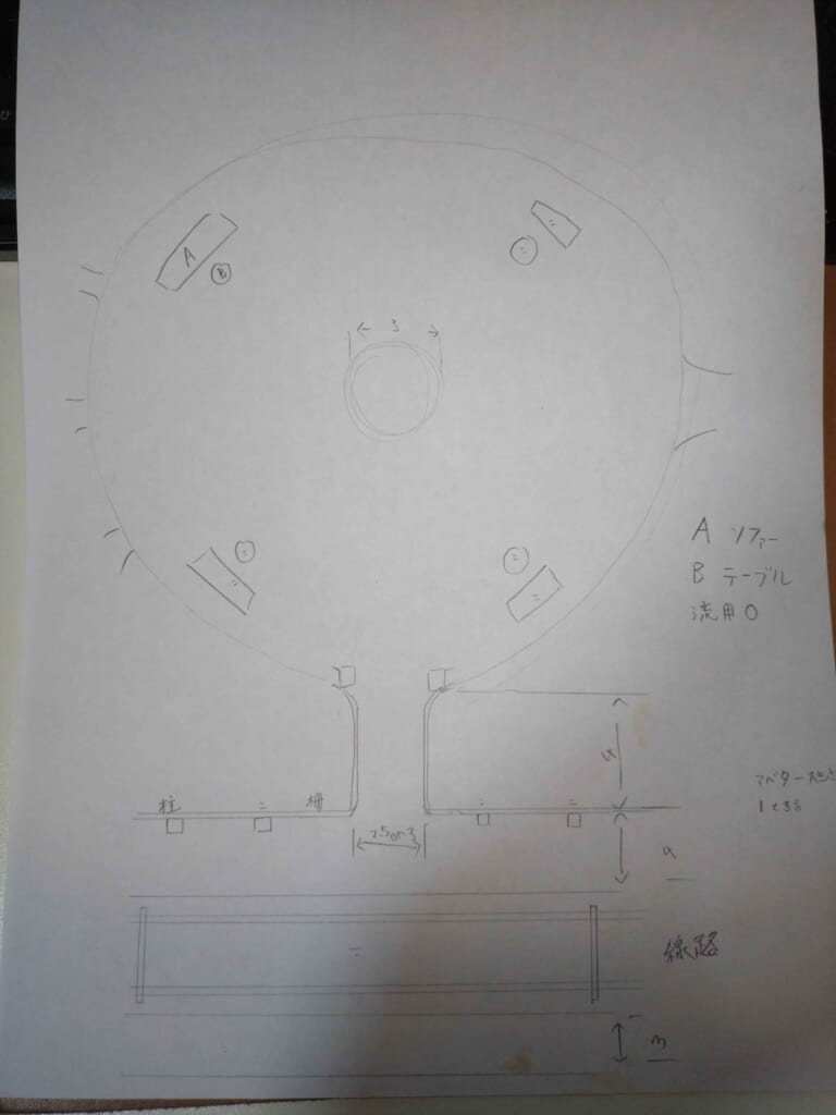 AMORPHOUSイベントワールドの手描き平面図
